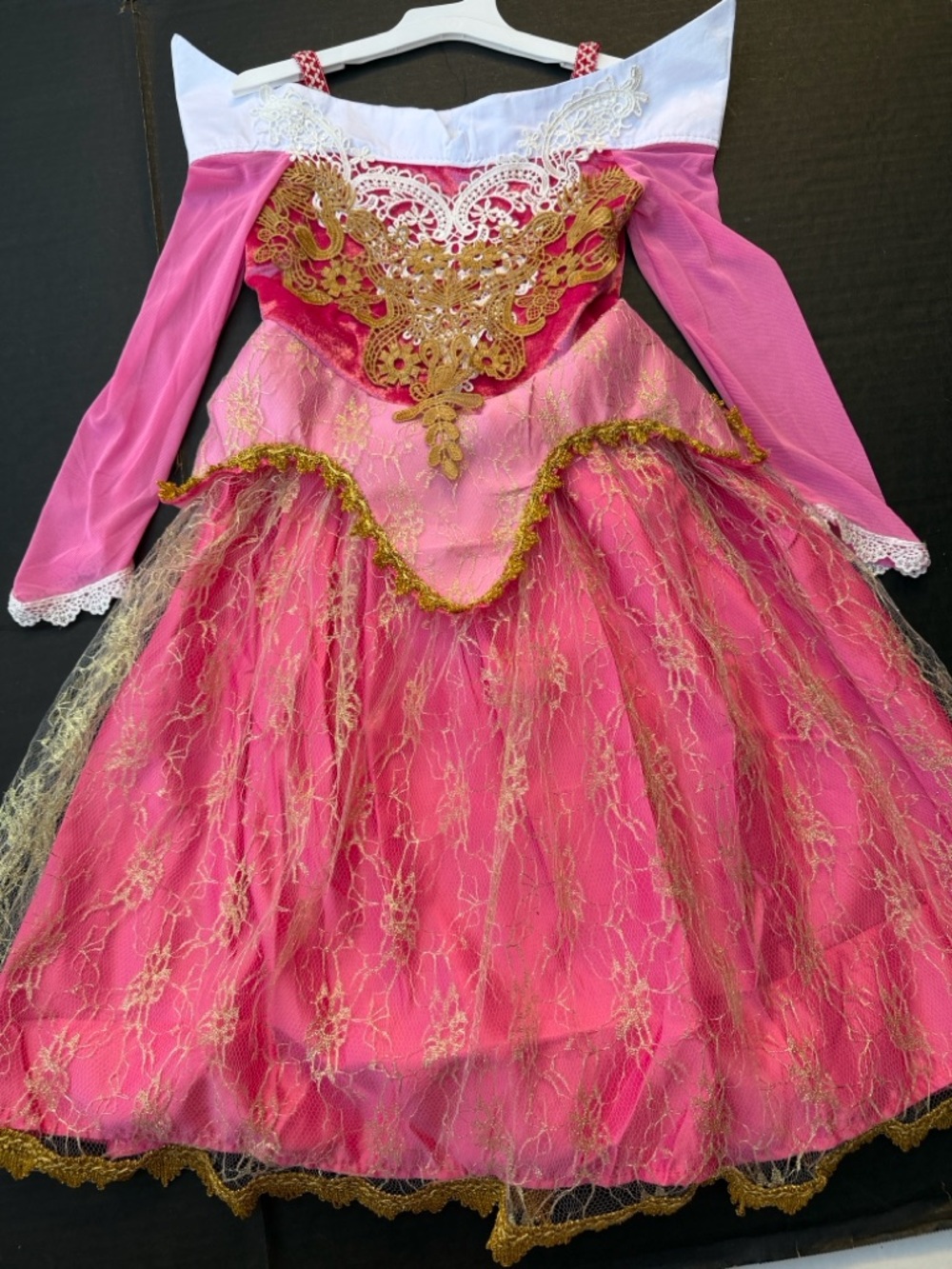 Girls' Pink and Gold Princess Costume Dress - Kids Theater Size 110 (4T) - Picture 7 of 8
